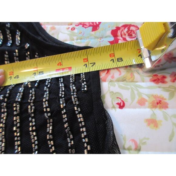 White House Black Market MP Sleeveless Top Black Silver Sequins Mesh Lined New - Picture 10 of 10
